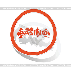 Casino sign sticker, orange - vector image