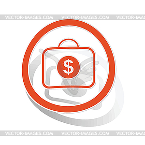 Dollar bag sign sticker, orange - vector clipart