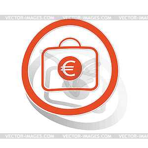 Euro bag sign sticker, orange - vector image