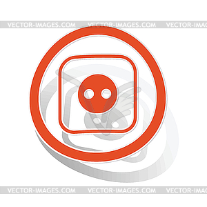 Socket sign sticker, orange - vector clip art