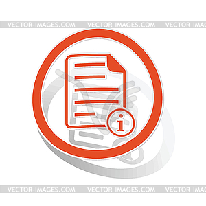 Информационный документ знак стикер, оранжевый - клипарт в формате EPS