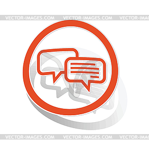 Chatting sign sticker, orange - vector image