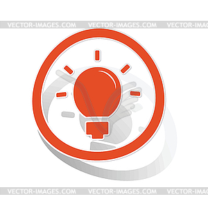 Light bulb sign sticker, orange - color vector clipart