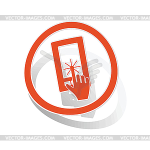 Touchscreen sign sticker, orange - vector clip art