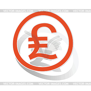 Pound sterling sign sticker, orange - vector image