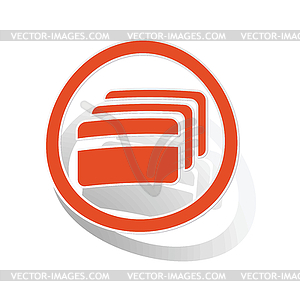 Credit card sign sticker, orange - vector clipart