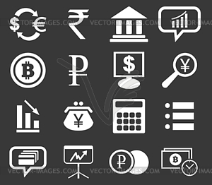 Finance icon set 1, monochrome - vector image