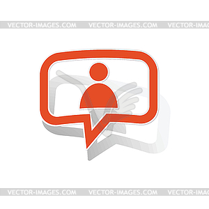 User message sticker, orange - vector image