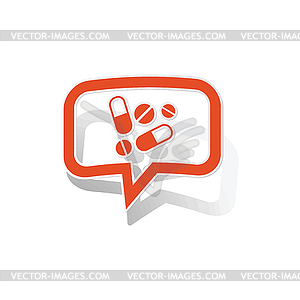 Drugs message sticker, orange - vector image