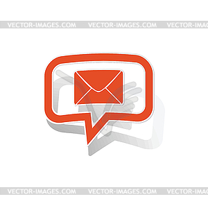 Letter message sticker, orange - stock vector clipart