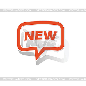 NEW message sticker, orange - vector clip art