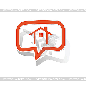 Cottage message sticker, orange - vector clipart