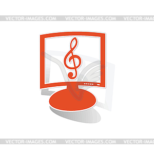 Music monitor sticker, orange - vector clipart