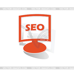 SEO monitor sticker, orange - vector image