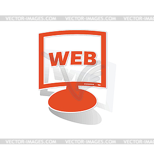 WEB monitor sticker, orange - vector clip art