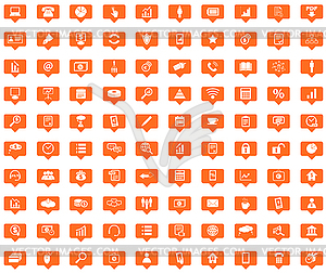 Office orange message icons set - vector clipart