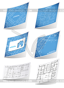 Architecture background sticker set - vector image
