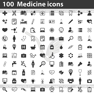 100 medicine icons - vector image