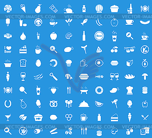 Food white icon set - vector image