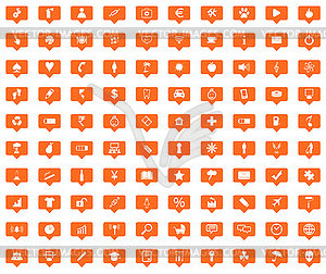 Universal orange message icons set - vector clip art