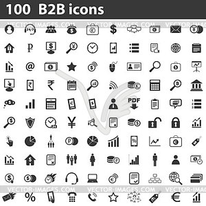 100 B2B icons set - vector clipart