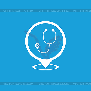 Doctor map marker icon, white - vector clip art