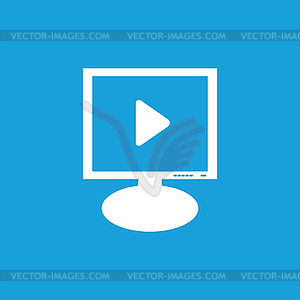 Monitor play icon, white - vector image