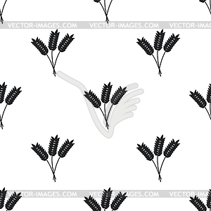 Wheat ears pattern - white & black vector clipart