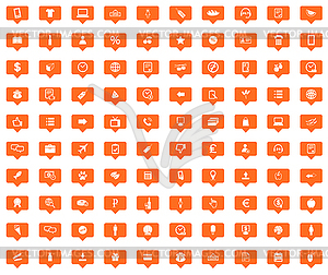 Shop orange message icons set - vector clip art