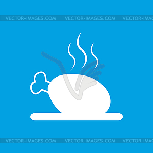 Chicken shin icon, white - vector image