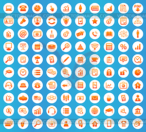 Office icons round set - vector image