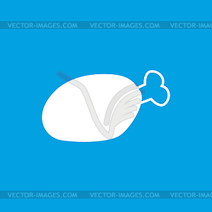 Chicken leg icon, white - vector image