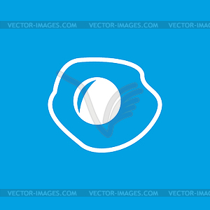 Fried egg icon, white - vector image