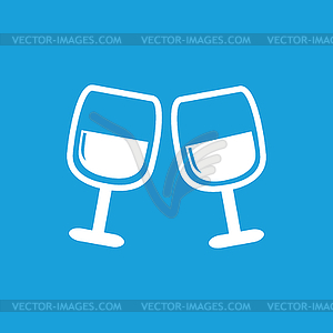 2 wine glasses icon, white - vector image