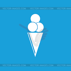 Ice-cream cone icon, white - vector image