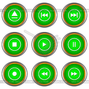 Player icons set - vector clipart