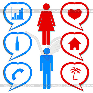 Thinking men and women - vector image