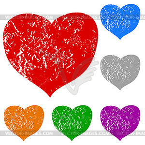 Grunge hearts set - vector image