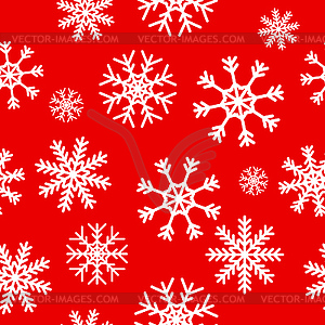 White snowflakes on red background - vector clipart