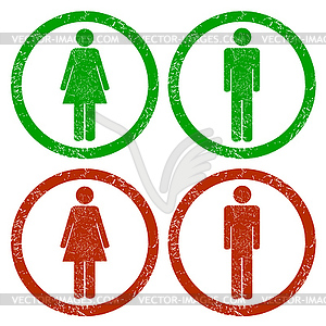 Men and women grunge icons - vector clip art