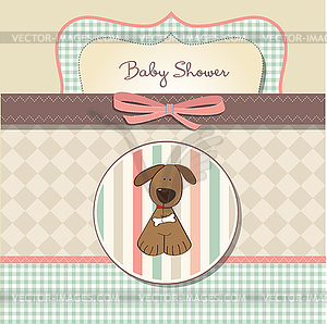 Romantic baby shower card with dog - vector clipart