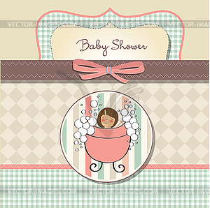 Romantic baby girl shower card - vector image