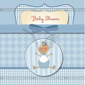 Romantic baby boy shower card - vector clip art