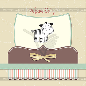 Cute baby shower card with zebra - vector clip art