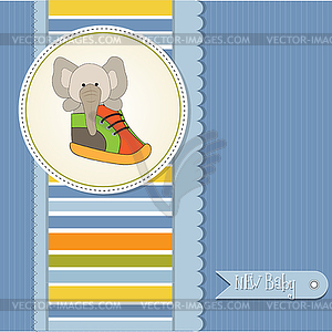 Shower card with an elephant hidden in shoe - vector image