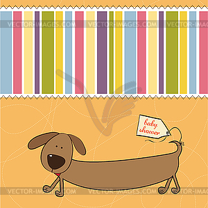 Funny shower card with long dog - vector EPS clipart