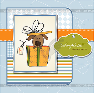 Funny birthday card with dog - vector image