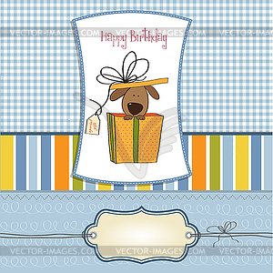 Funny birthday card with dog - vector image