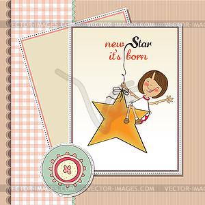 New star it`s born.welcome baby card - vector clip art