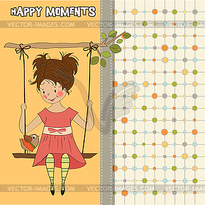 Young girl in swing - vector EPS clipart